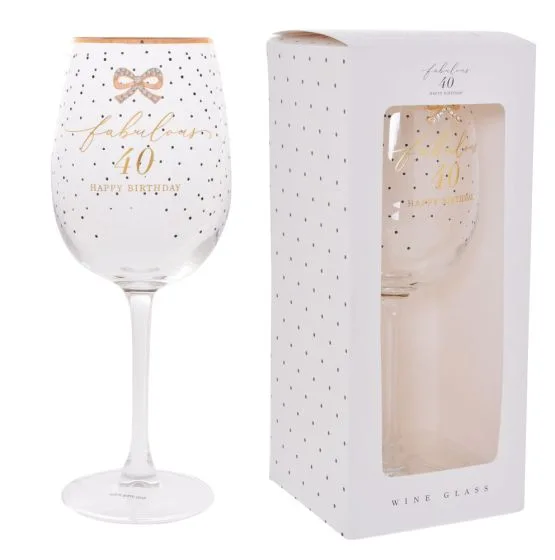 Jewelled 40th Wine Glass