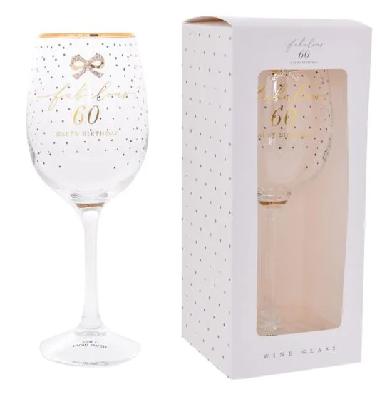 Jewelled 60th Wine Glass
