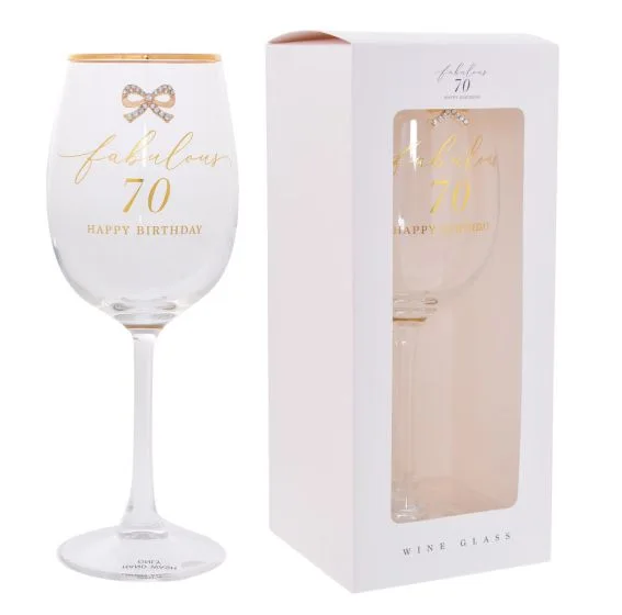 Jewelled 70th Wine Glass