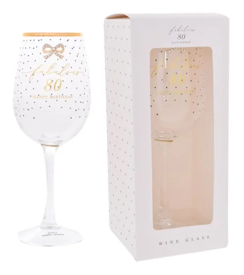 Jewelled 80th Wine Glass