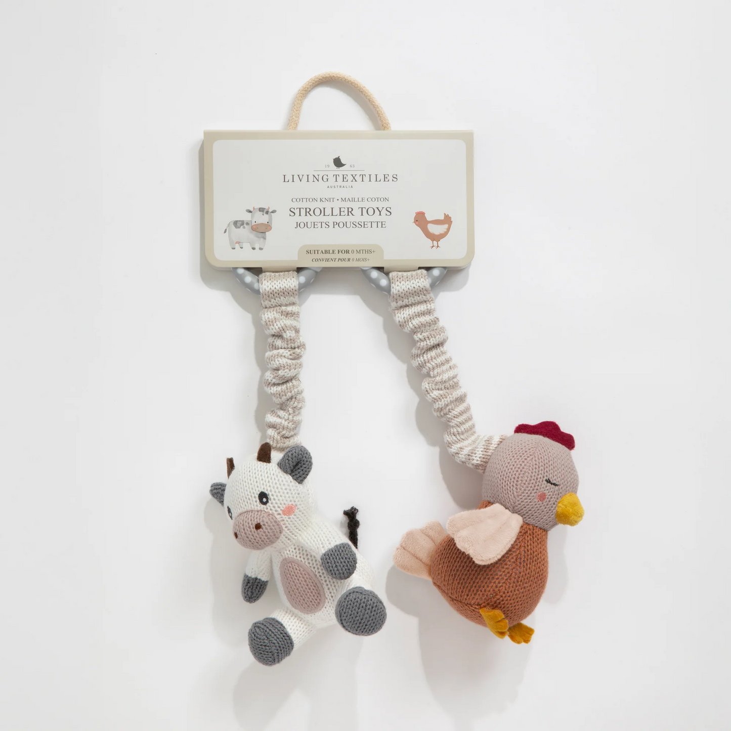 2pk Stroller Toy Cow & Chicken
