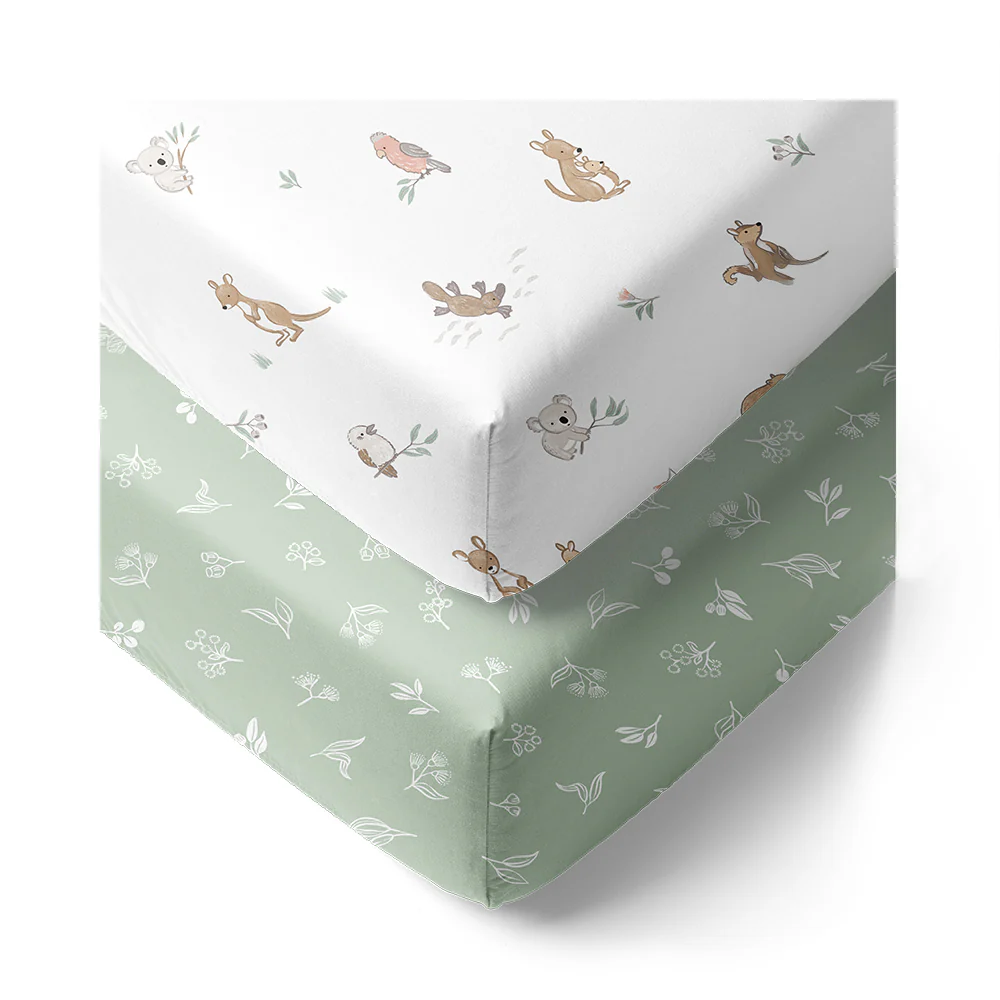 Jersey Fitted Cot Sheet 2pk - Australiana