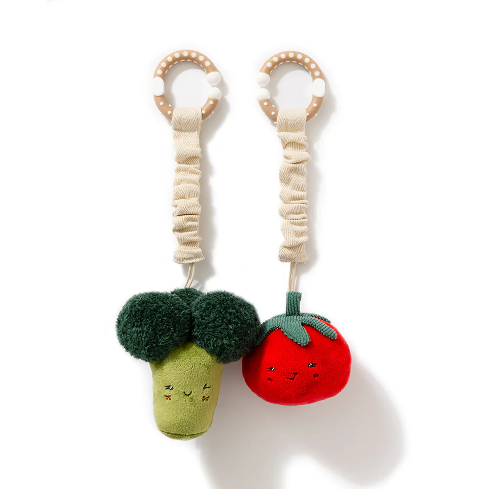 Plush Stroller Toys 2pk - Broccoli & Tomato