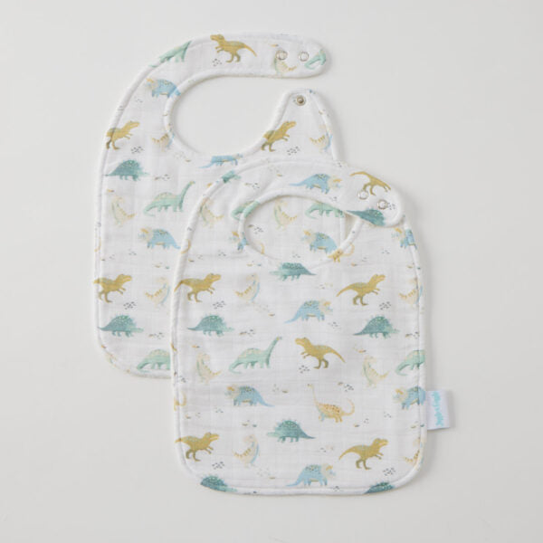 Dallying Dinosaurs Muslin Bib Set Of 2