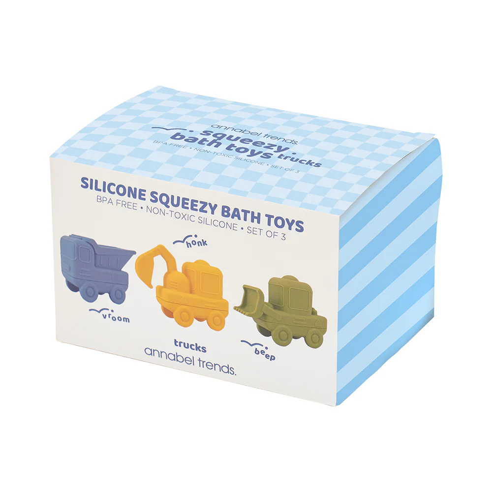 Silicone Squeezy Bath Toys Trucks 3pc