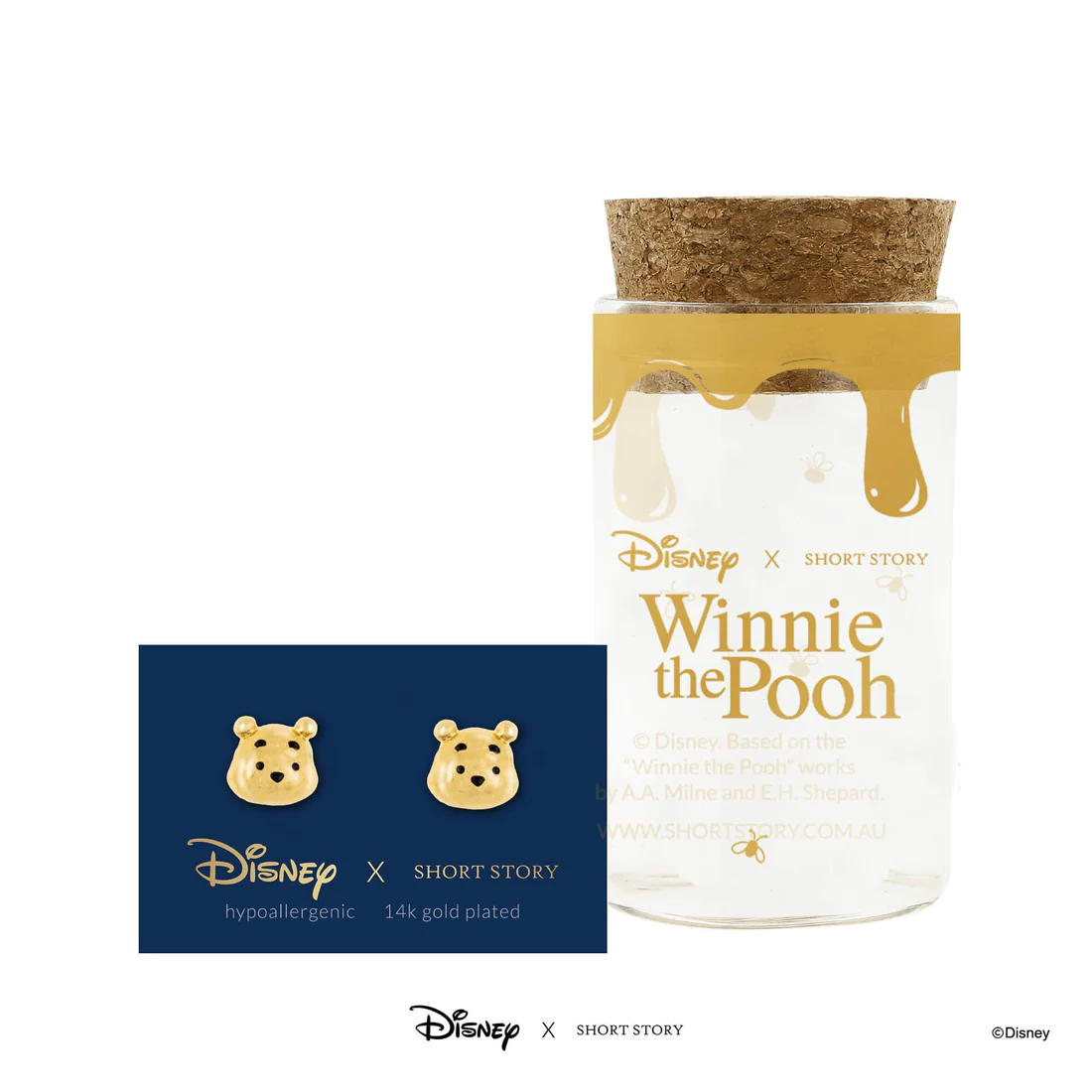 Disney Earring Pooh Face Gold
