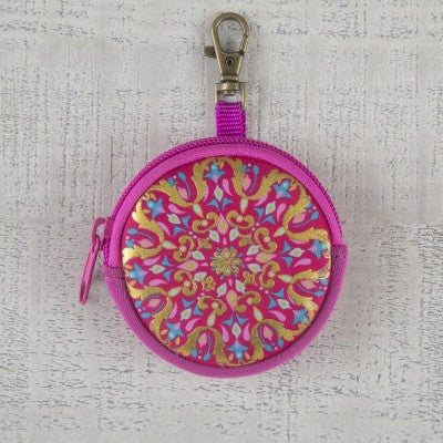 Ear Bud Pouch Gold And Pink Mandala