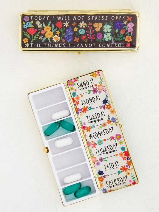 Daily Pill Box Today I Will Floral