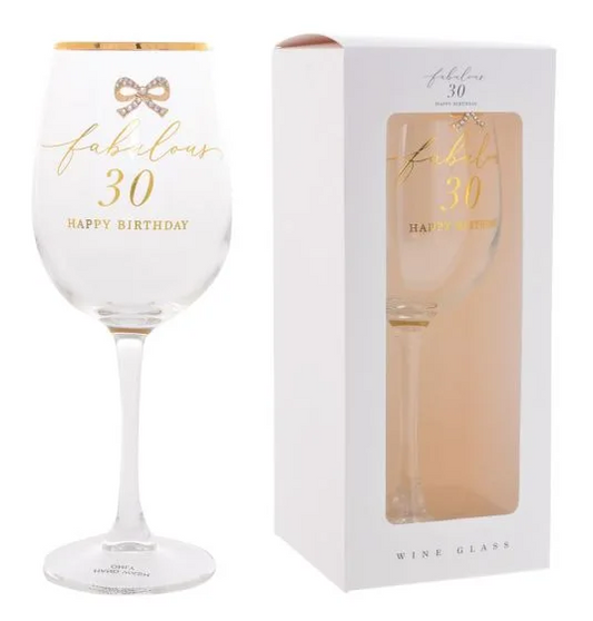 Jewelled 30th Wine Glass