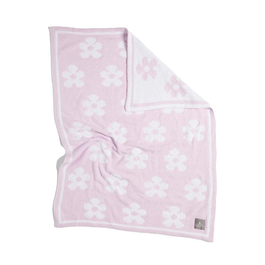 Chenille Knitted Blanket - Purple Flowers 