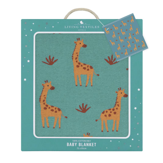 Whimsical Baby Blanket- Giraffe/sage