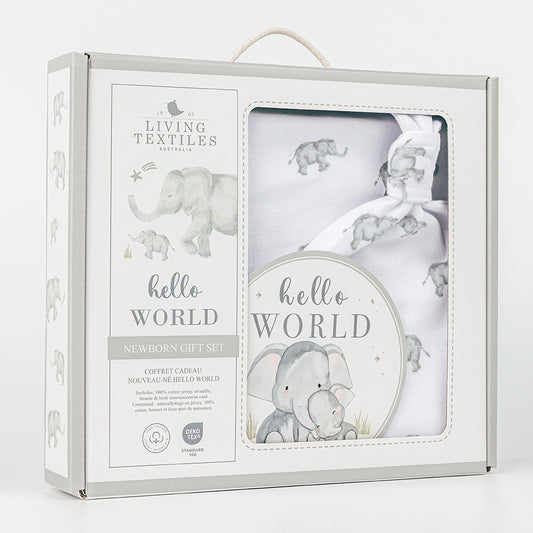 Hello World Gift Set- Grey Elephant