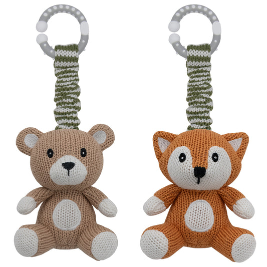 2pk Stroller Toy- Bear & Fox