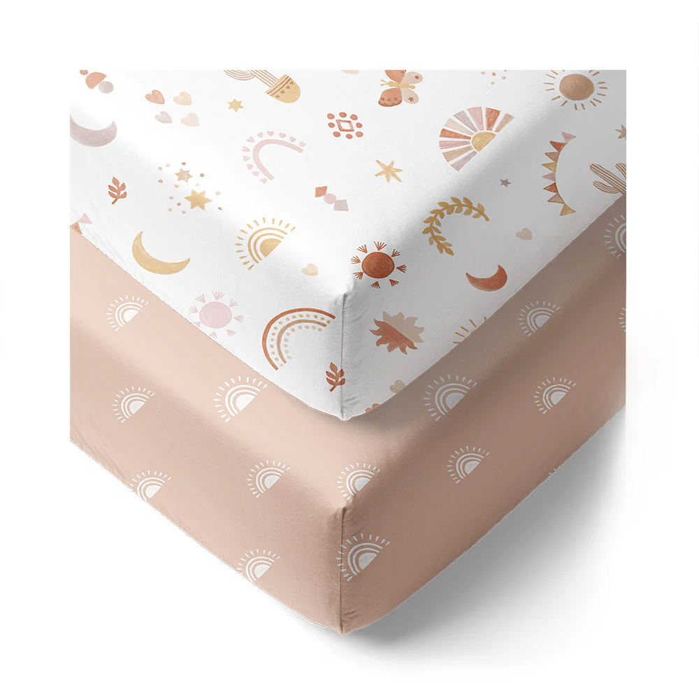 2pk Jersey Fitted Cot Sheets Bohemian Bliss