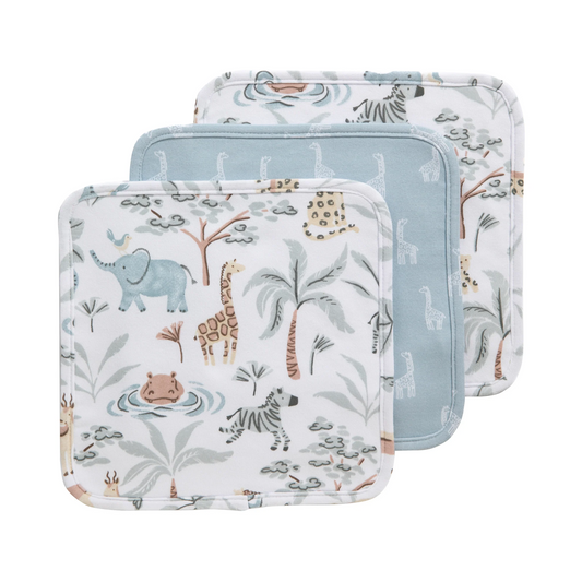 3pk Wash Cloths Wild Safari