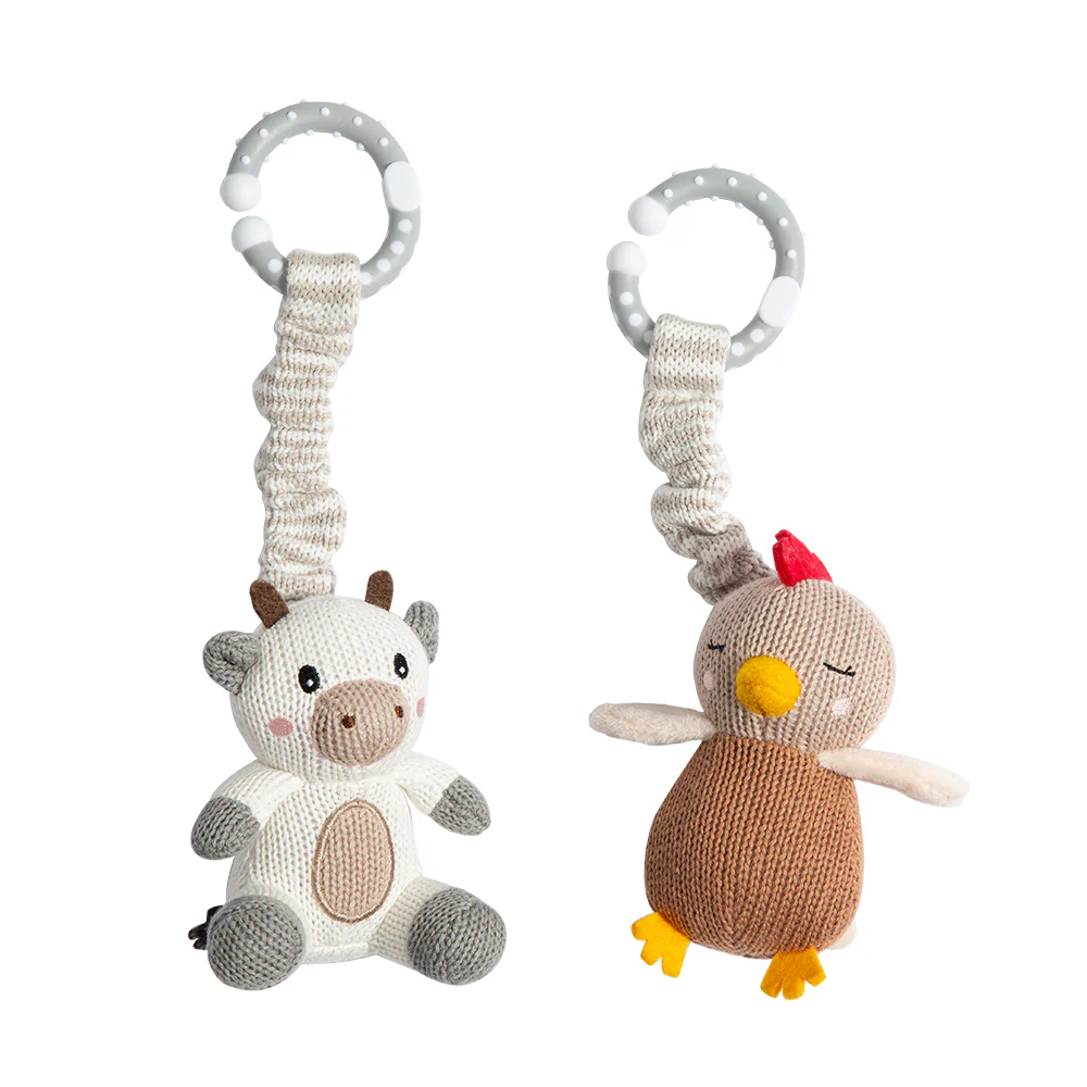 2pk Stroller Toy Cow & Chicken