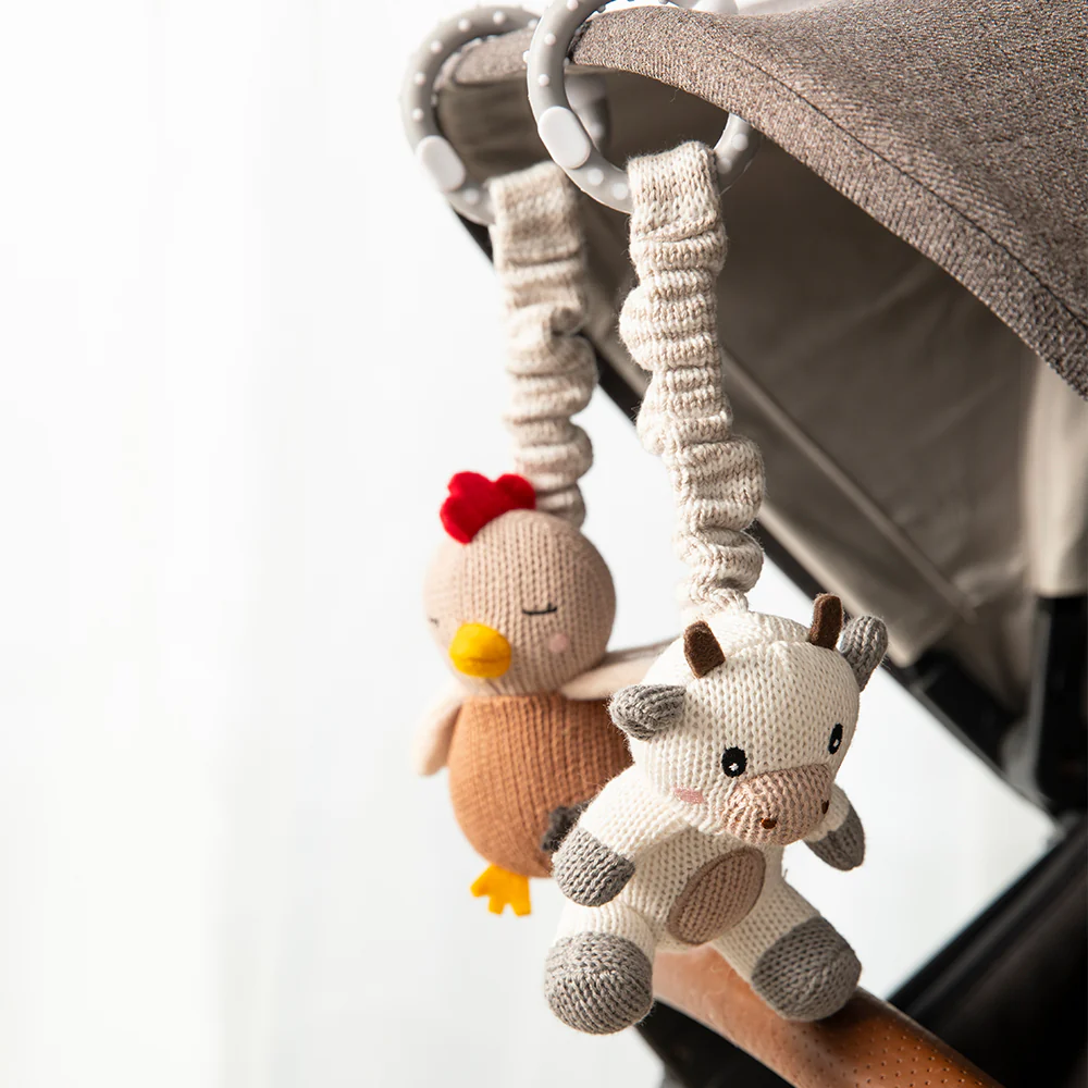 2pk Stroller Toy Cow & Chicken