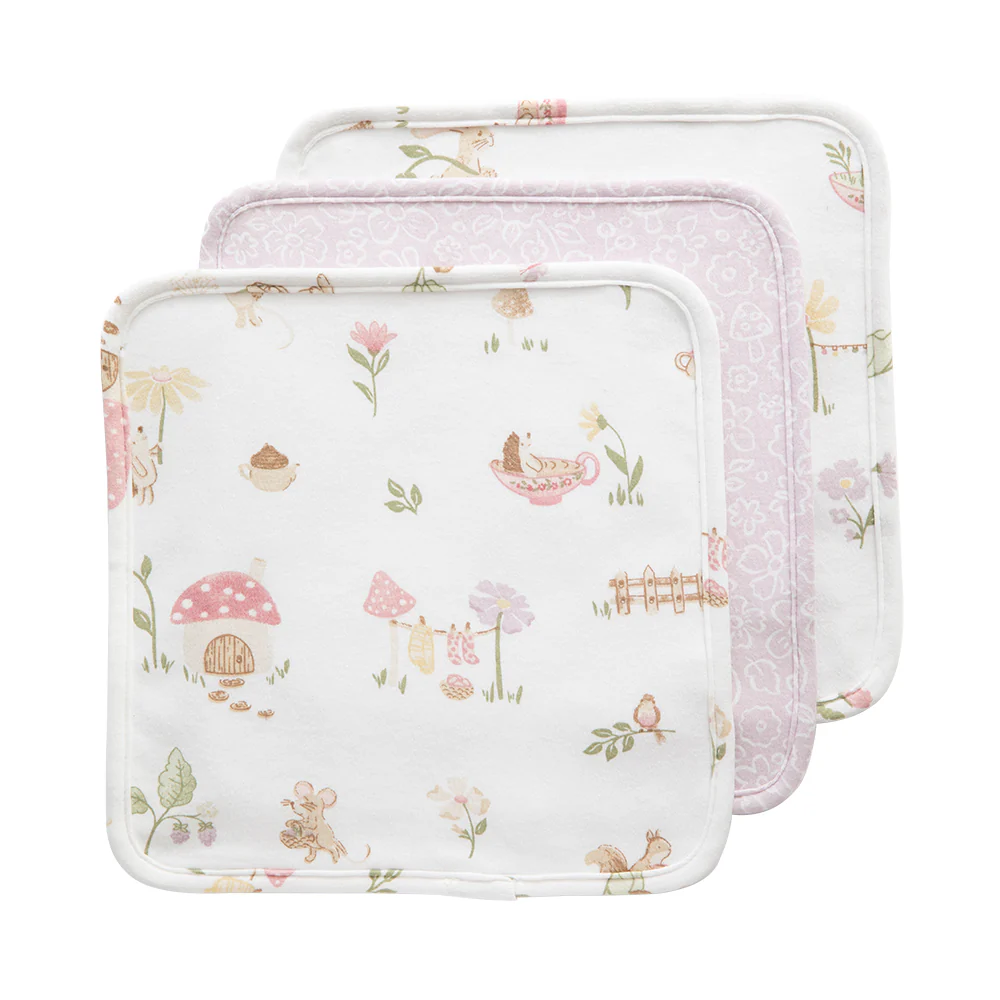 3pk Wash Cloths Whimiscal Wonderland