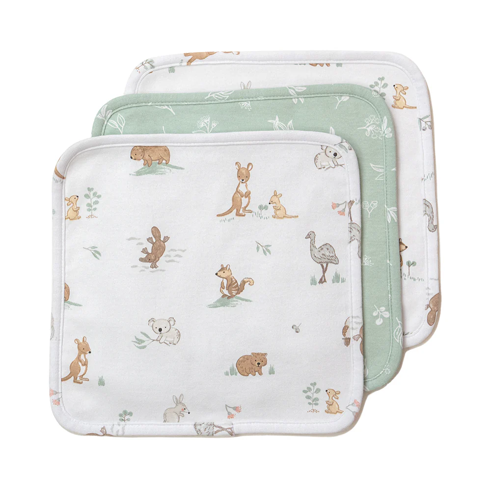 3pk Wash Cloths Australiana