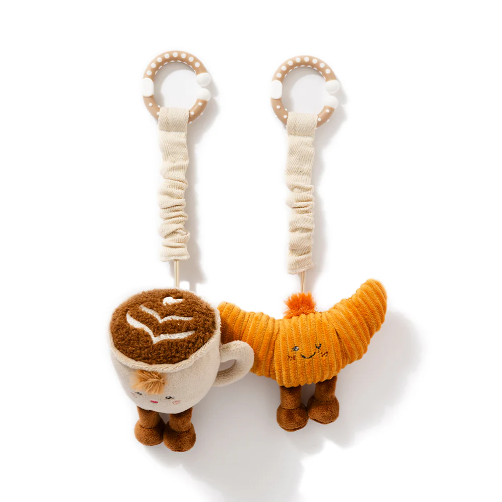 Plush Stroller Toys 2pk - Coffee & Croissant