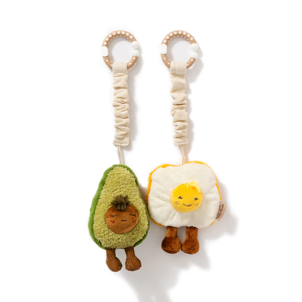Plush Stroller Toys 2pk - Avocado & Eggs On Toast 