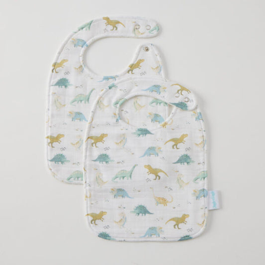 Dallying Dinosaurs Muslin Bib Set Of 2