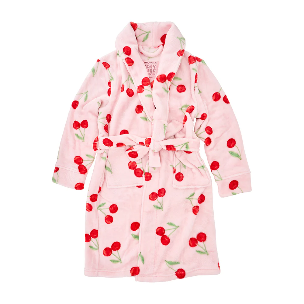 Bath Robe - Cosy Luxe Velvet Cherry Kids