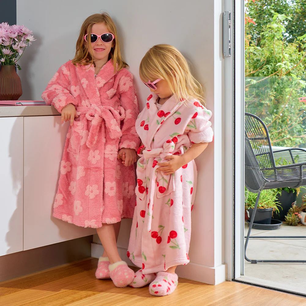 Bath Robe - Cosy Luxe Velvet Cherry Kids