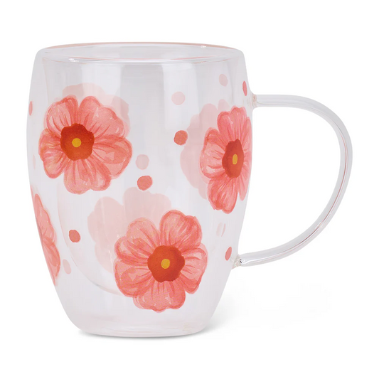Meadow Blush - Double Wall Glass Mug 350mls