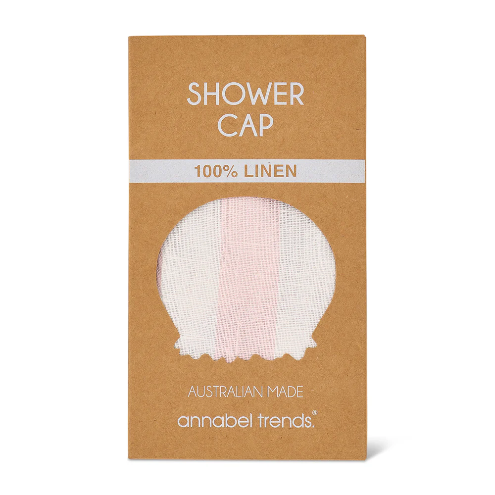 Linen Shower Cap - Pink Stripe