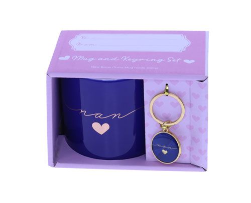 Nan Gold Foil Mug Keyring Pack