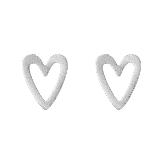 Earring Heart Stencil Silver