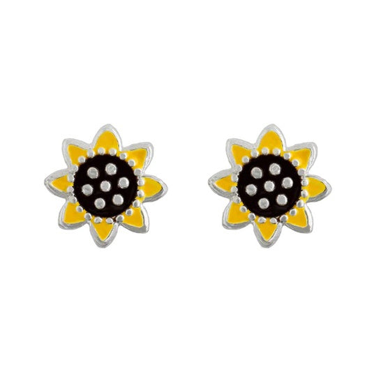 Earring Epoxy Sunflower Silver