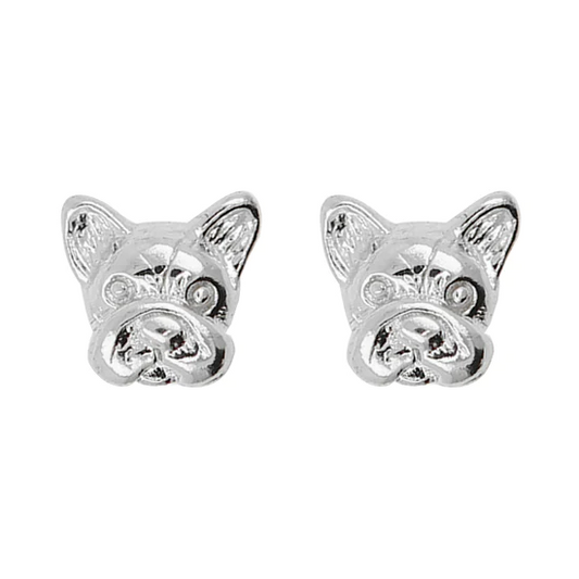 Earring French Bulldog Bubble Silver