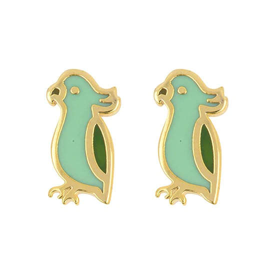 Earring Parrot Green & Gold