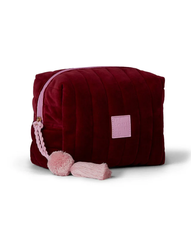 Burgundy Velvet Cosmetic Case 